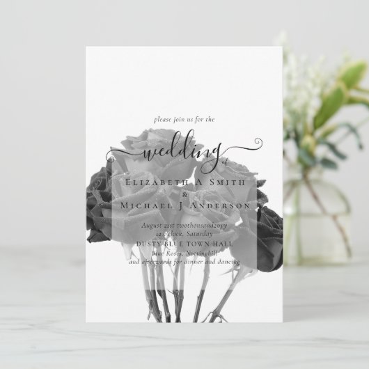 Gothic Black Rozen Gothic Wedding Invite (Staand voorkant)