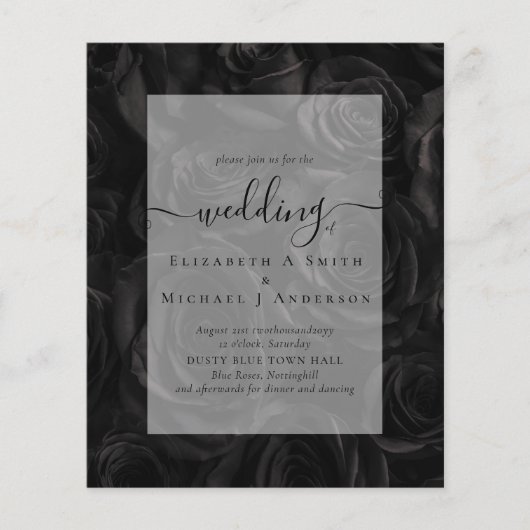 Gothic Black Rozen Gothic Wedding Invite (Voorkant)