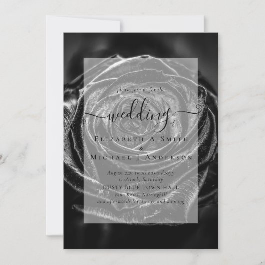 Gothic Black Rozen Gothic Wedding Invite (Voorkant)