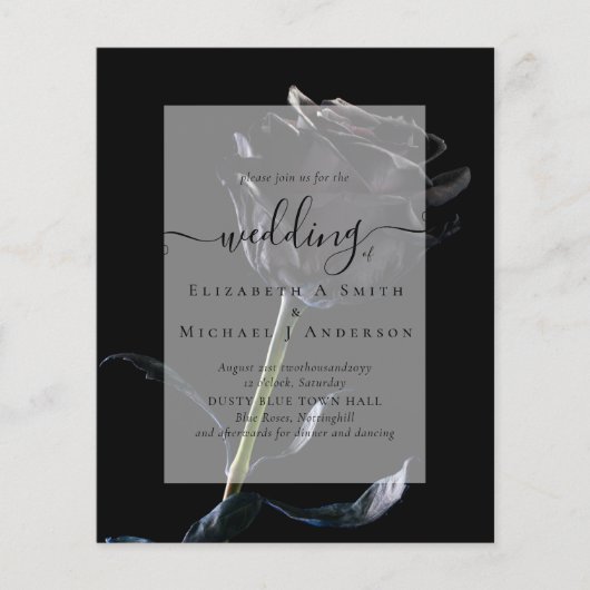 Gothic Black Rozen Gothic Wedding Invite Flyer (Voorkant)