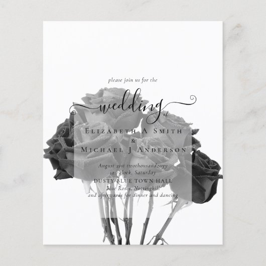Gothic Black Rozen Gothic Wedding Invite Flyer (Voorkant)