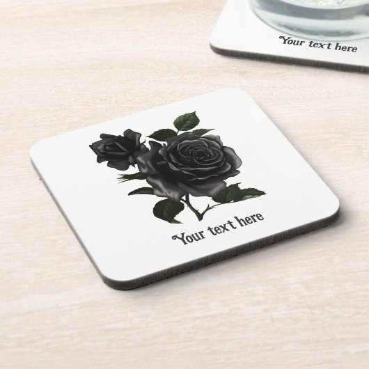  Gothic Black Rozen op maat Bier Onderzetter (Linkerzijde)