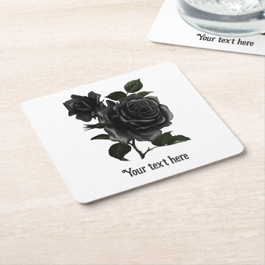  Gothic Black Rozen op maat Kartonnen Onderzetters (Schuin)