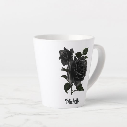  Gothic Black Rozen op maat Latte Mok (Rechterhoek)