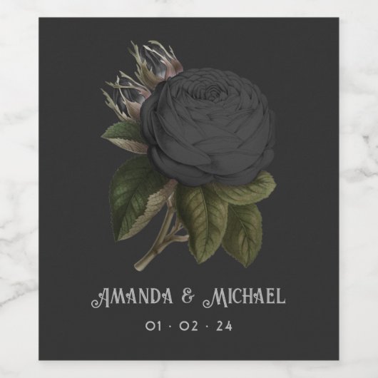  Gothic Black Rozen op maat Wijn Etiket (Enkel label)