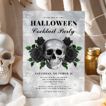 Gothic Black Rozen Skull Halloween Cocktail Party