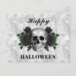Gothic Black Rozen & Skull Happy Halloween Briefkaart