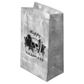 Gothic Black Rozen & Skull Happy Halloween Klein Cadeauzakje (Voorkant Gekanteld)