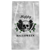 Gothic Black Rozen & Skull Happy Halloween Klein Cadeauzakje (Voorkant)