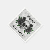 Gothic Black Rozen & Skull Happy Halloween Servet (Hoek)