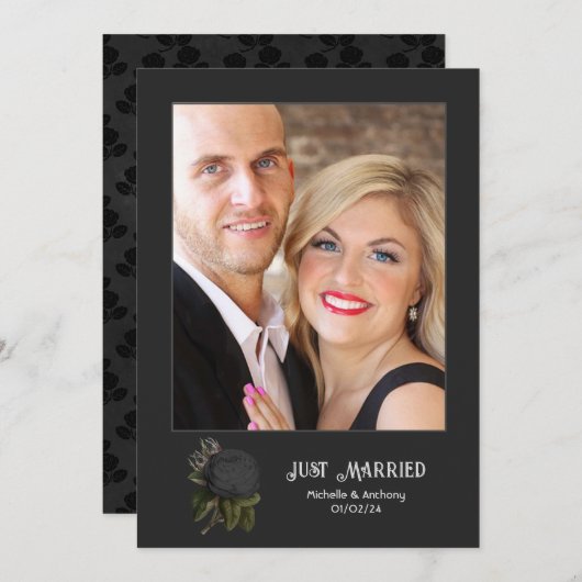  Gothic Black Rozen Weddenfoto Aankondiging (Voorkant / Achterkant)