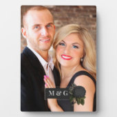  Gothic Black Rozen Weddenschap Monogram Fotoplaat (voorkant)