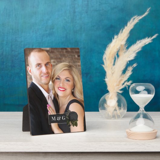  Gothic Black Rozen Weddenschap Monogram Fotoplaat (Zijkant)