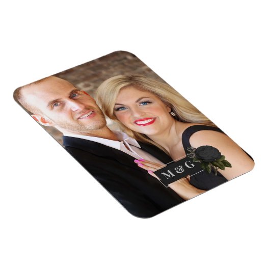  Gothic Black Rozen Weddenschap Monogram Magneet (Rechterzijde)