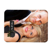 Gothic Black Rozen Weddenschap Monogram Magneet (Horizontaal)