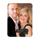  Gothic Black Rozen Weddenschap Monogram Magneet (Verticaal)