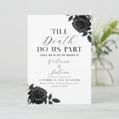 Gothic Black Rozen Wedding Party Invitation Kaart (Staand voorkant)