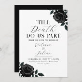 Gothic Black Rozen Wedding Party Invitation Kaart (Voorkant / Achterkant)