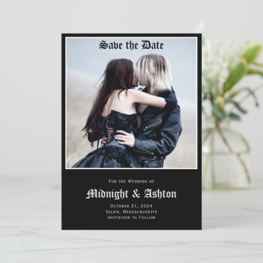Gothic Black Save the Date (Staand voorkant)