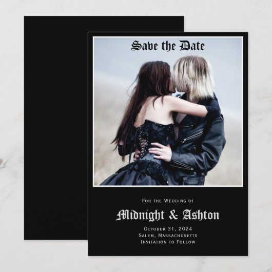 Gothic Black Save the Date (Voorkant / Achterkant)