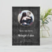 Gothic Black Save the Date Roos Gold Circle (Staand voorkant)