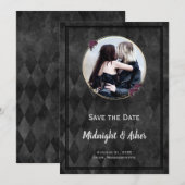 Gothic Black Save the Date Roos Gold Circle (Voorkant / Achterkant)