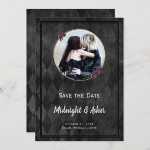 Gothic Black Save the Date Roos Gold Circle