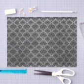 Gothic Black Skull Grunge Damask Patroon Tissuepapier (Craft)