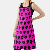 Gothic Black Skull Hot Pink Apron Schort (Insitu)