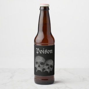 Gothic Black Skull Poison Halloween Party Decor Bier Etiket