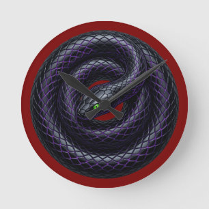Gothic Black Snake Neon Paarse Opgerolde Slang Muu Ronde Klok