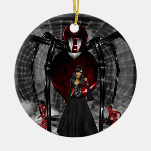 Gothic Black Spider Ronde Ornament (Voorkant)