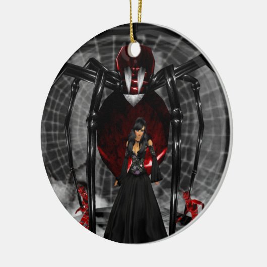 Gothic Black Spider Ronde Ornament (Links)