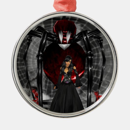 Gothic Black Spider Ronde Ornament (Voorkant)