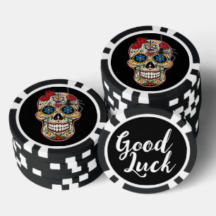 Gothic Black Spider Roses Ornamenten Suiker Skull Poker Chips