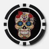 Gothic Black Spider Rozen Ornamenten Suikerschedel Poker Chips (Voorkant)