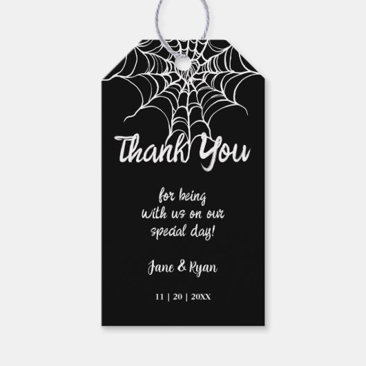 Gothic Black Spooky HalloWedding Favor Gift Label Cadeaulabel (Voorkant)