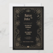 Gothic Black Spooky Tarot Trouwdag  Save The Date (Voorkant)