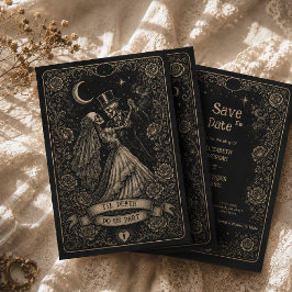Gothic Black Spooky Tarot Trouwdag  Save The Date
