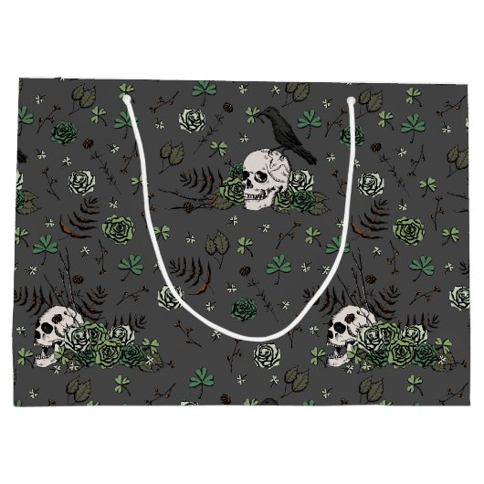 Gothic Black St Patricks Day Bloemenschedels Iers Groot Cadeauzakje (Achterkant)