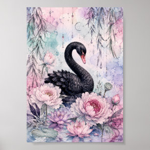 Gothic Black Swan Celestial Whimsigoth Pastel Kuns Poster