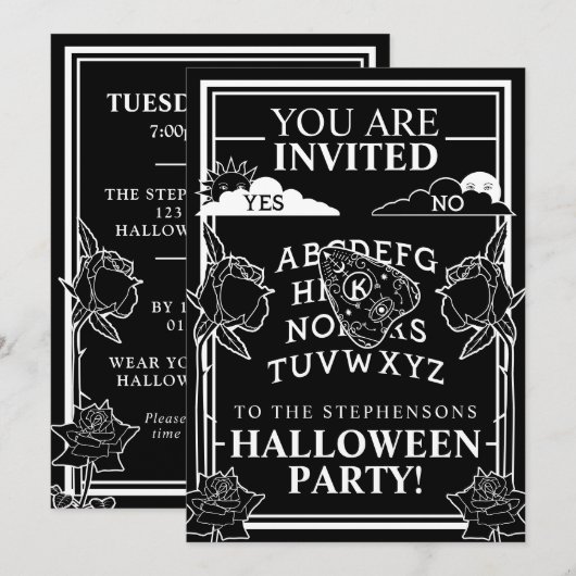 Gothic Black Talking Board Spooky Halloween Party Kaart (Voorkant / Achterkant)