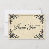 Gothic Black Tan Parchment Filigree Heart Wedding Bedankkaart (Voorkant)