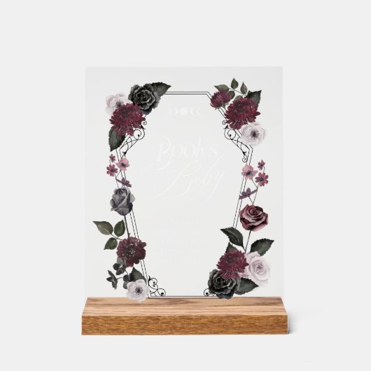 Gothic Black Waterverf Bloemenboeken voor Baby Acryl Bord (Voorkant)