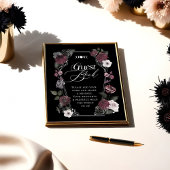 Gothic Black Waterverf Florals Gastenboek teken Poster
