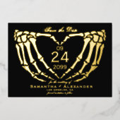 Gothic Black Wedding Bewaar de datum tot de dood Folie Uitnodiging (Voorkant)