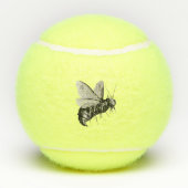 Gothic Black White Bee Skull Crossbones on Wings Tennisballen (Achterkant)