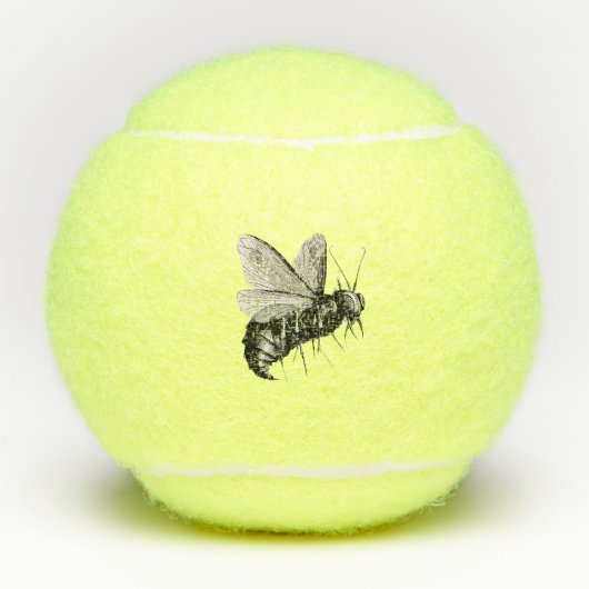 Gothic Black White Bee Skull Crossbones on Wings Tennisballen (Voorkant)