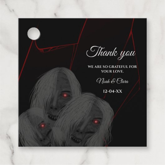 Gothic Black White Ghosts - Dark Moody Halloween  Bedankjes Labels (Voorkant)