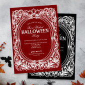 Gothic Black White Halloween Party Uitnodiging